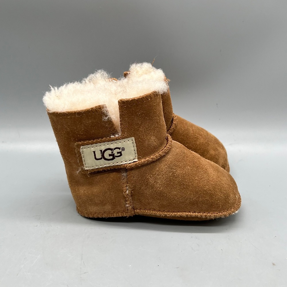 UGG Boots Baby Girls S Brown Suede Sheepskin Lined Erin Booties Pre Walker Shoes